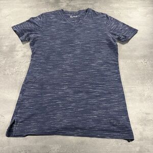 Under Armour Shirt Women Small Fitted Navy Blue GRay Striped Running Gym‎ V Neck